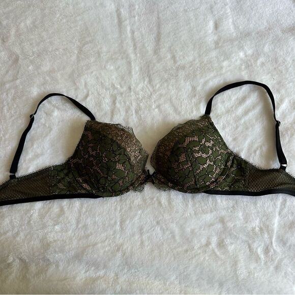 Victoria's Secret Dream Angels Green Lace Push Up Bra Women's Size 32C - Picture 11 of 14